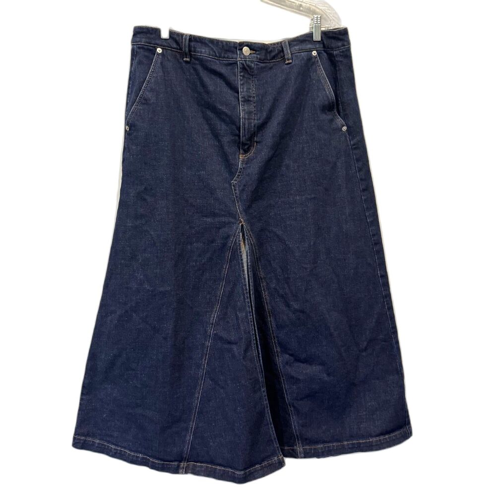 Banana Republic Maxi Split Denim Skirt Dark Wash Front Slit Western Women sz 16